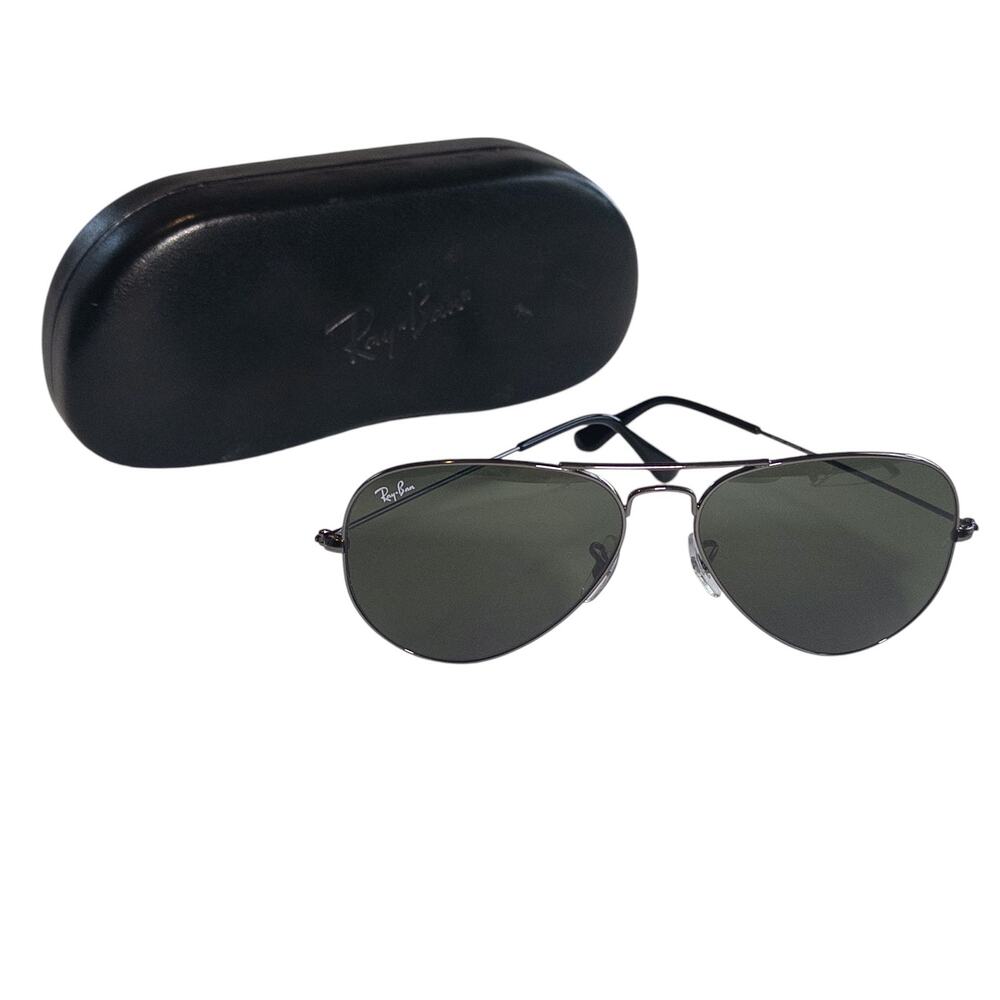 Ray-Ban Like New Aviator Sunglasses RB3025 Gunmetal Grey Frames G-15 Green Lens